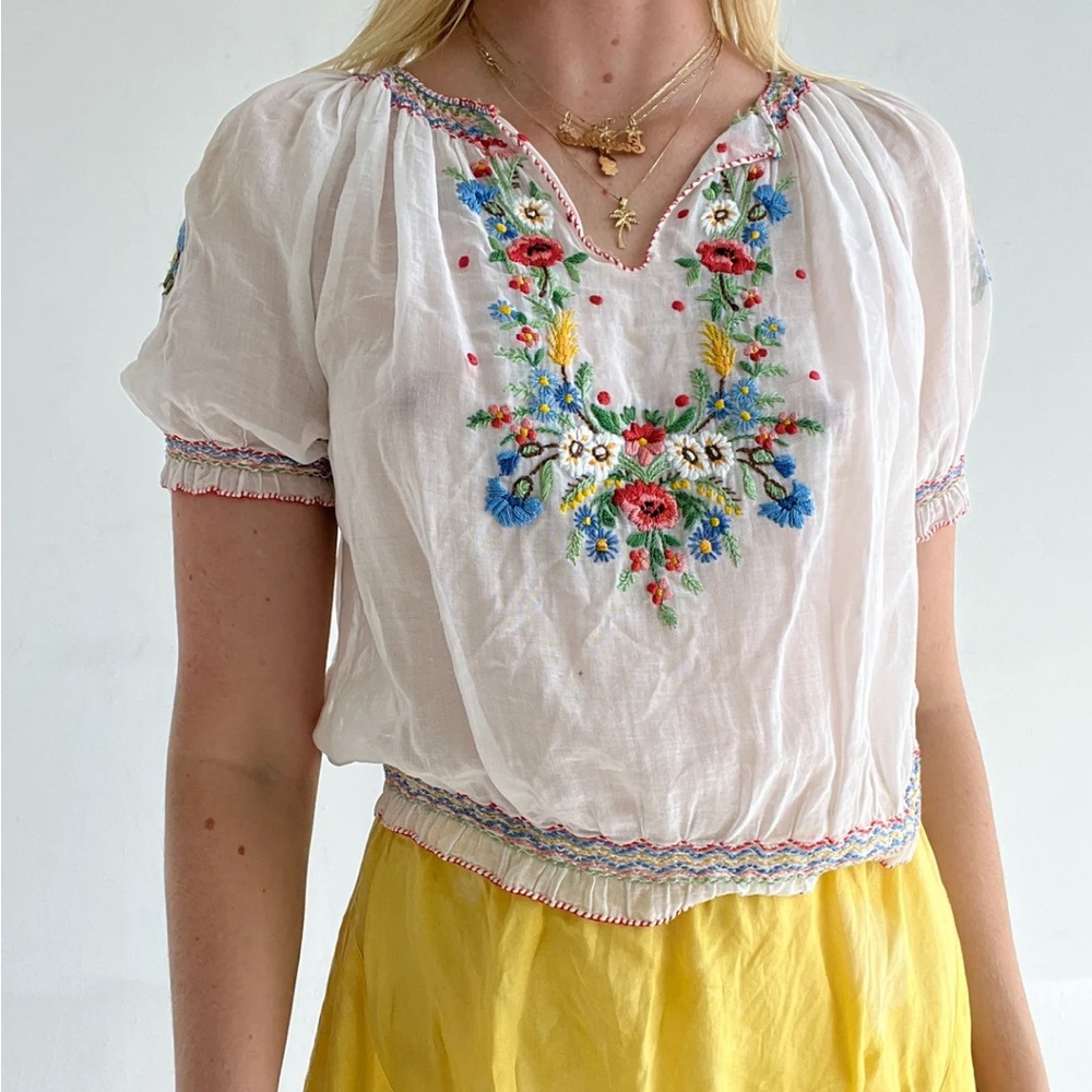 Vintage Embroidered Hungarian Blouse